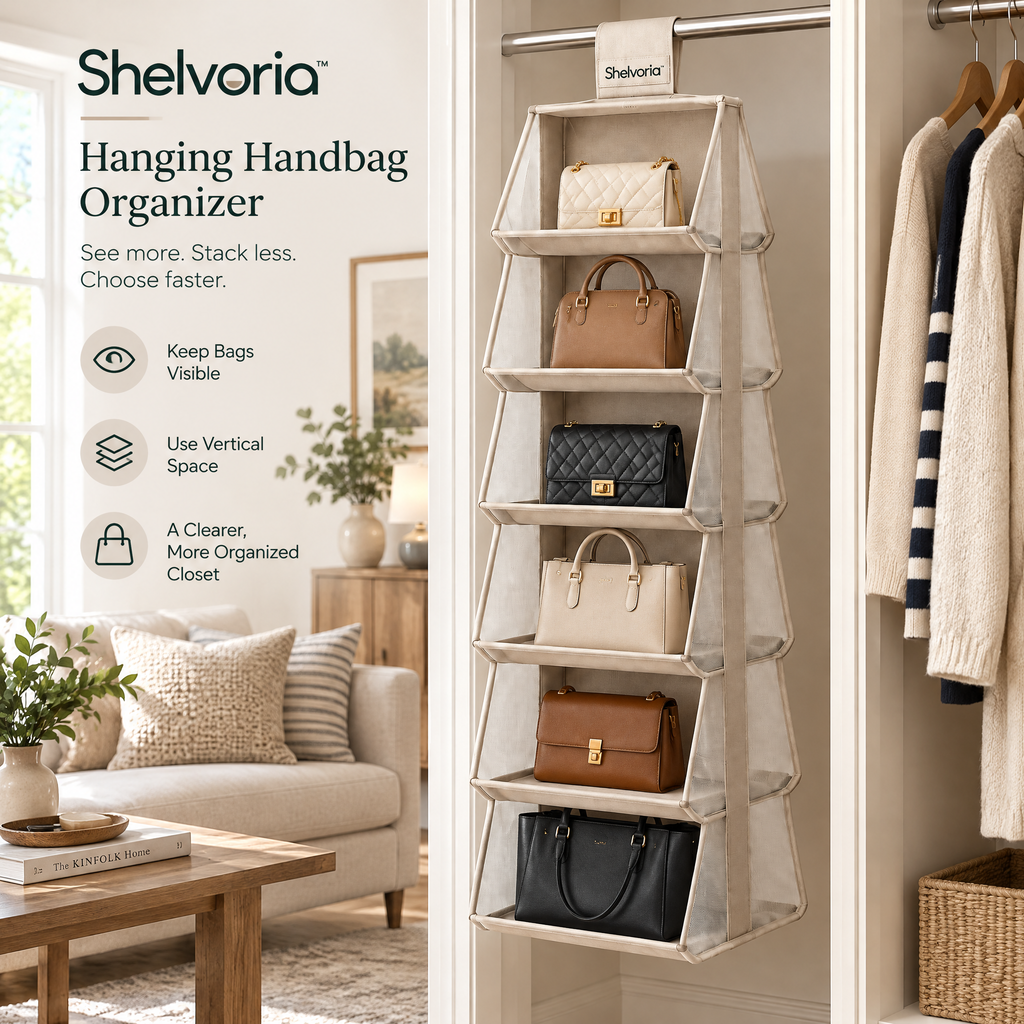 Shelvoria™ Hanging Handbag Organizer