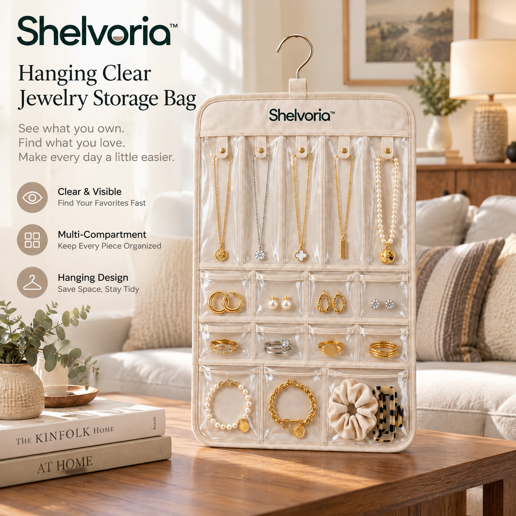 Shelvoria™ Hanging Clear Jewelry Storage Bag