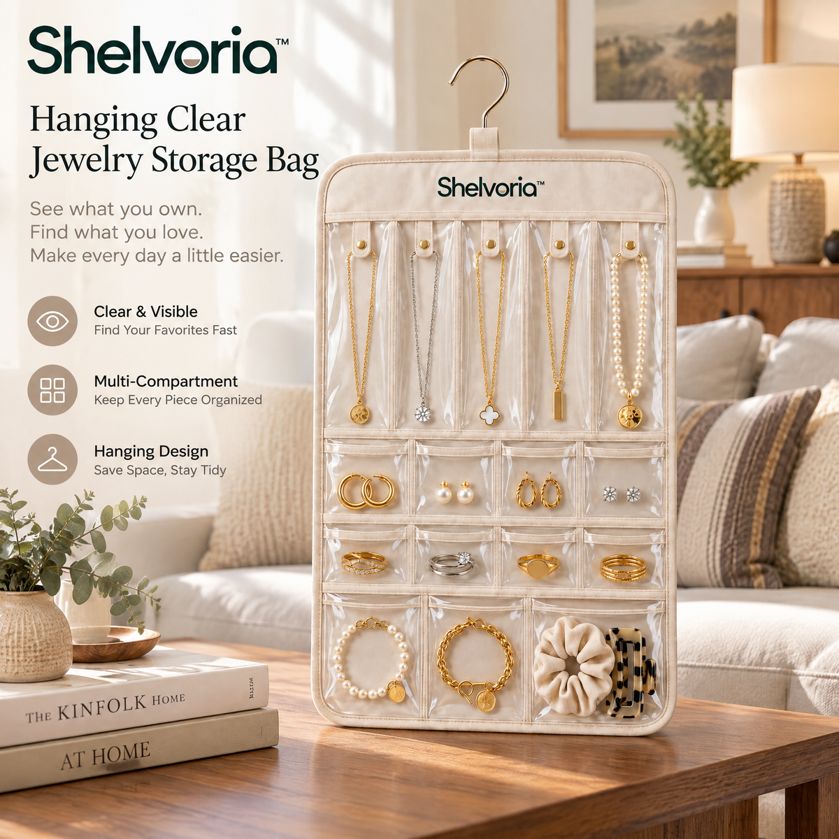 Shelvoria™ Hanging Clear Jewelry Storage Bag