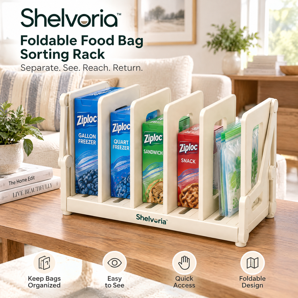 Shelvoria™ Foldable Food Bag Sorting Rack