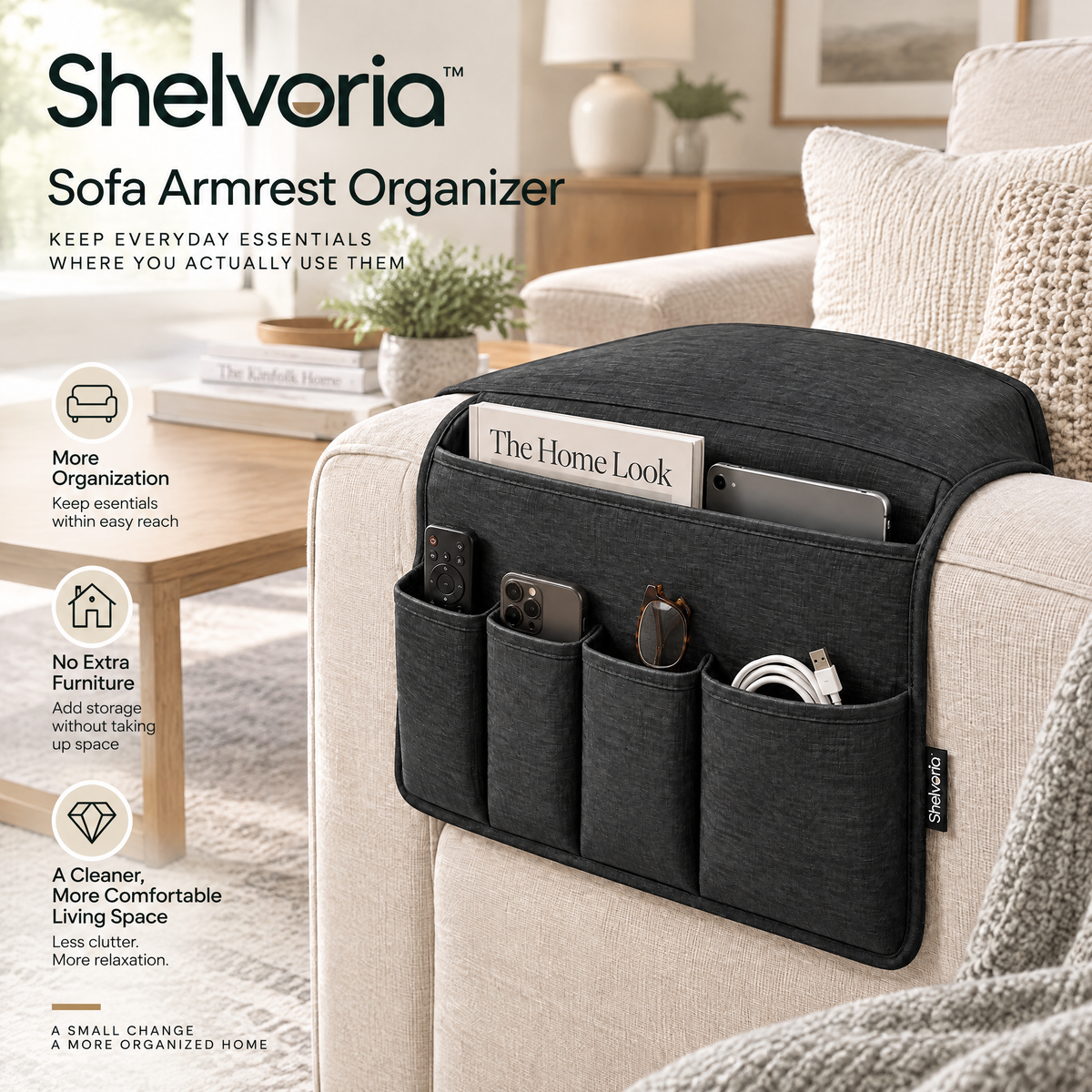 Shelvoria™ Sofa Armrest Organizer