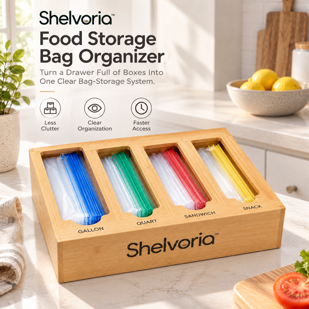 Shelvoria™ Food Storage Bag Organizer