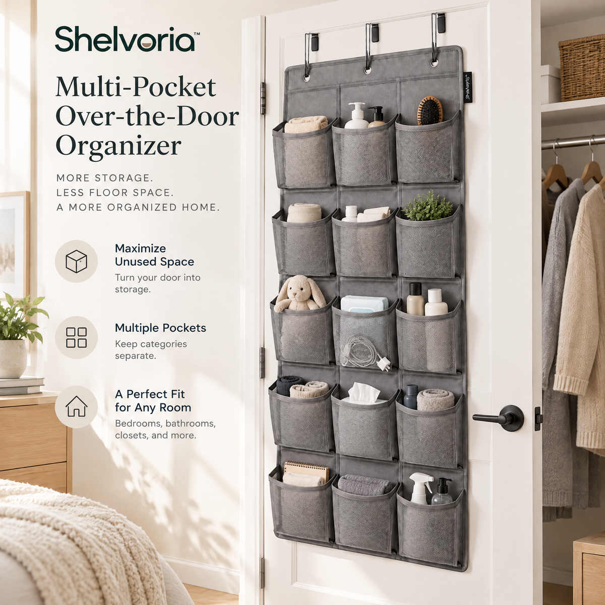 Shelvoria™ Multi-Pocket Over-the-Door Organizer