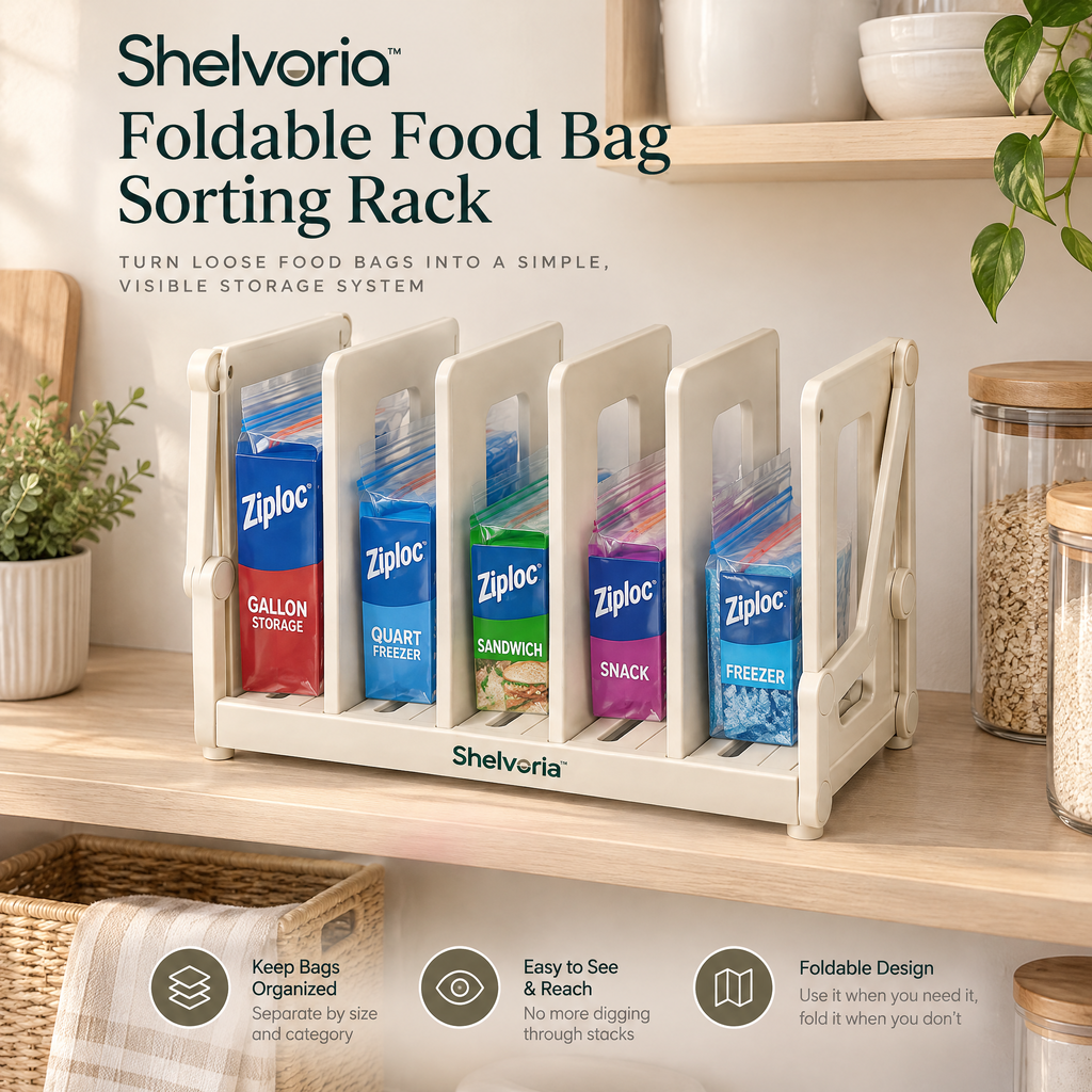 Shelvoria™ Foldable Food Bag Sorting Rack