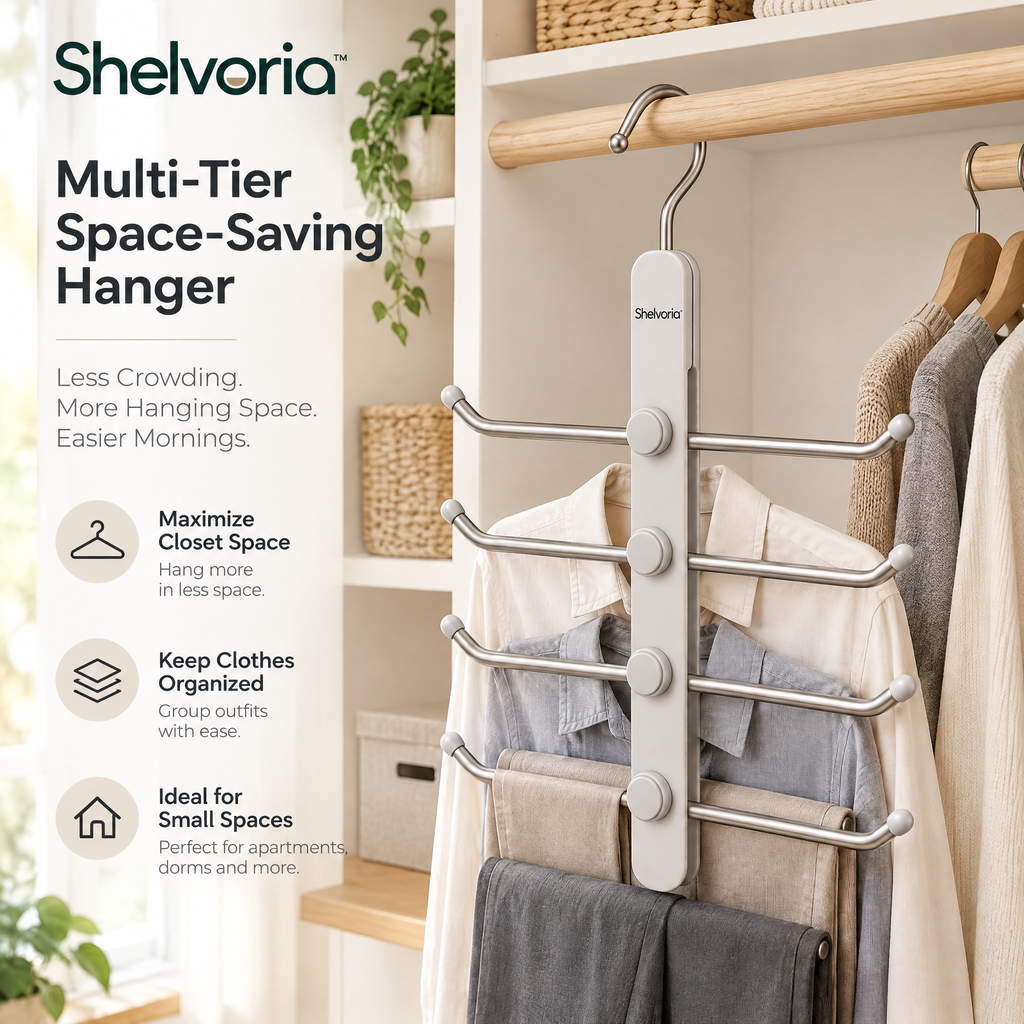 Shelvoria™ Multi-Tier Space-Saving Hanger