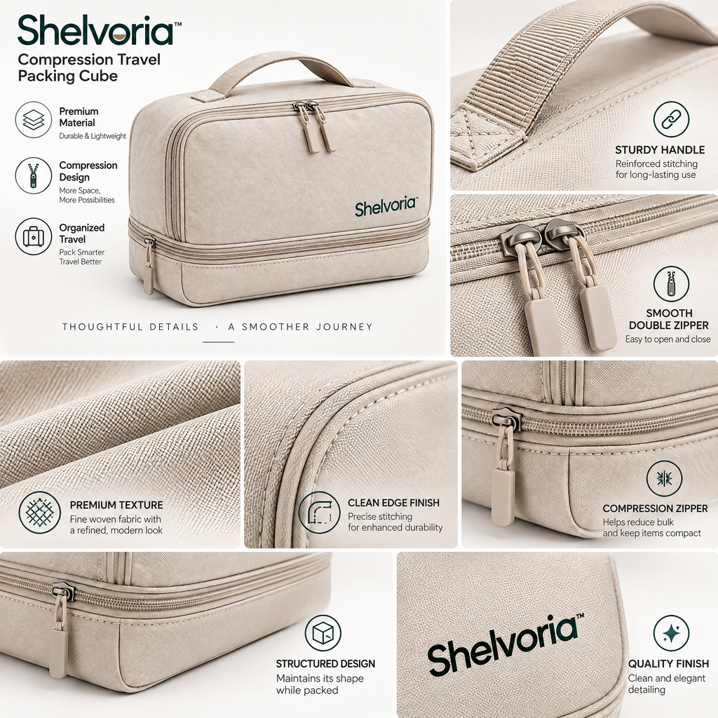 Shelvoria™ Compression Travel Packing Cube