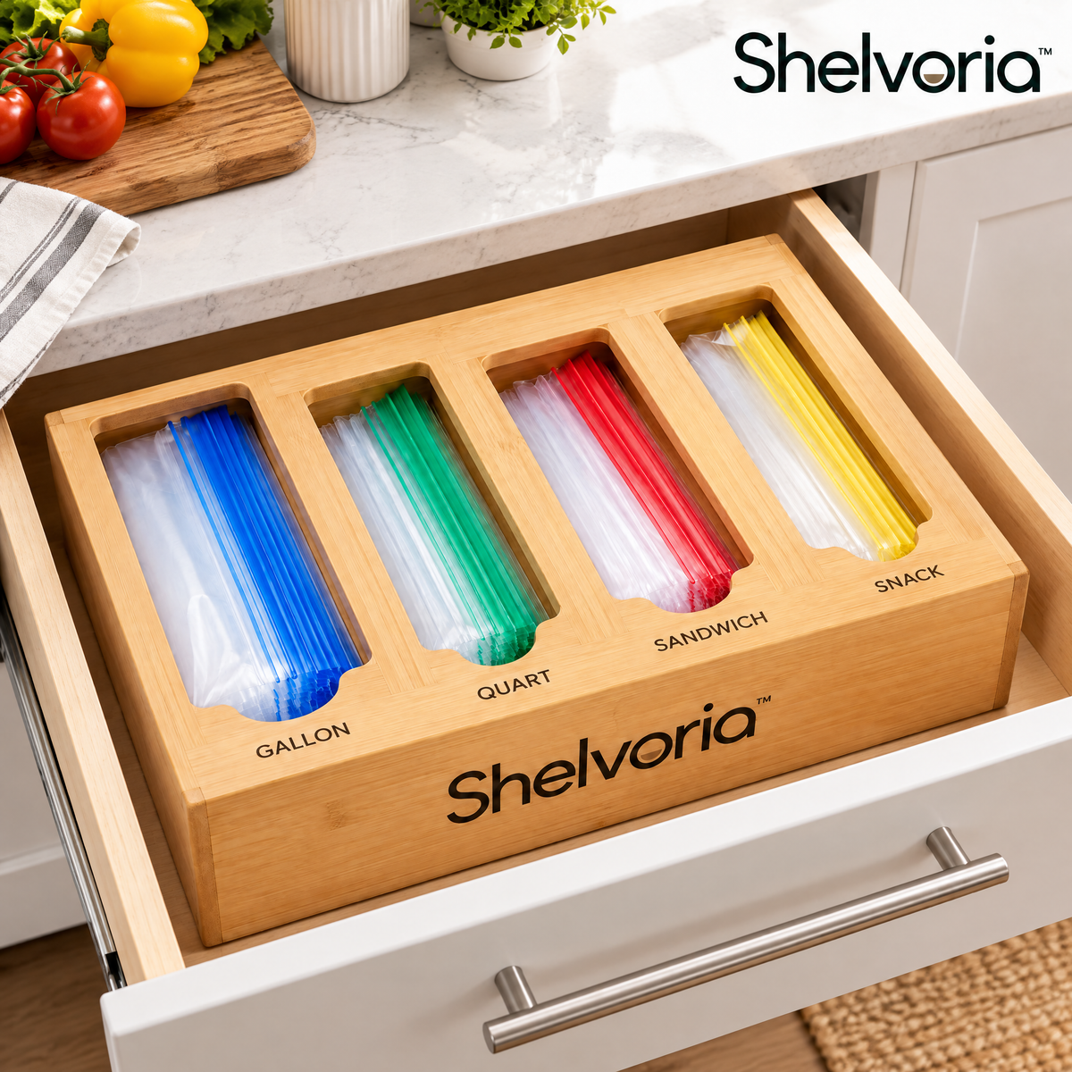 Shelvoria™ Food Storage Bag Organizer
