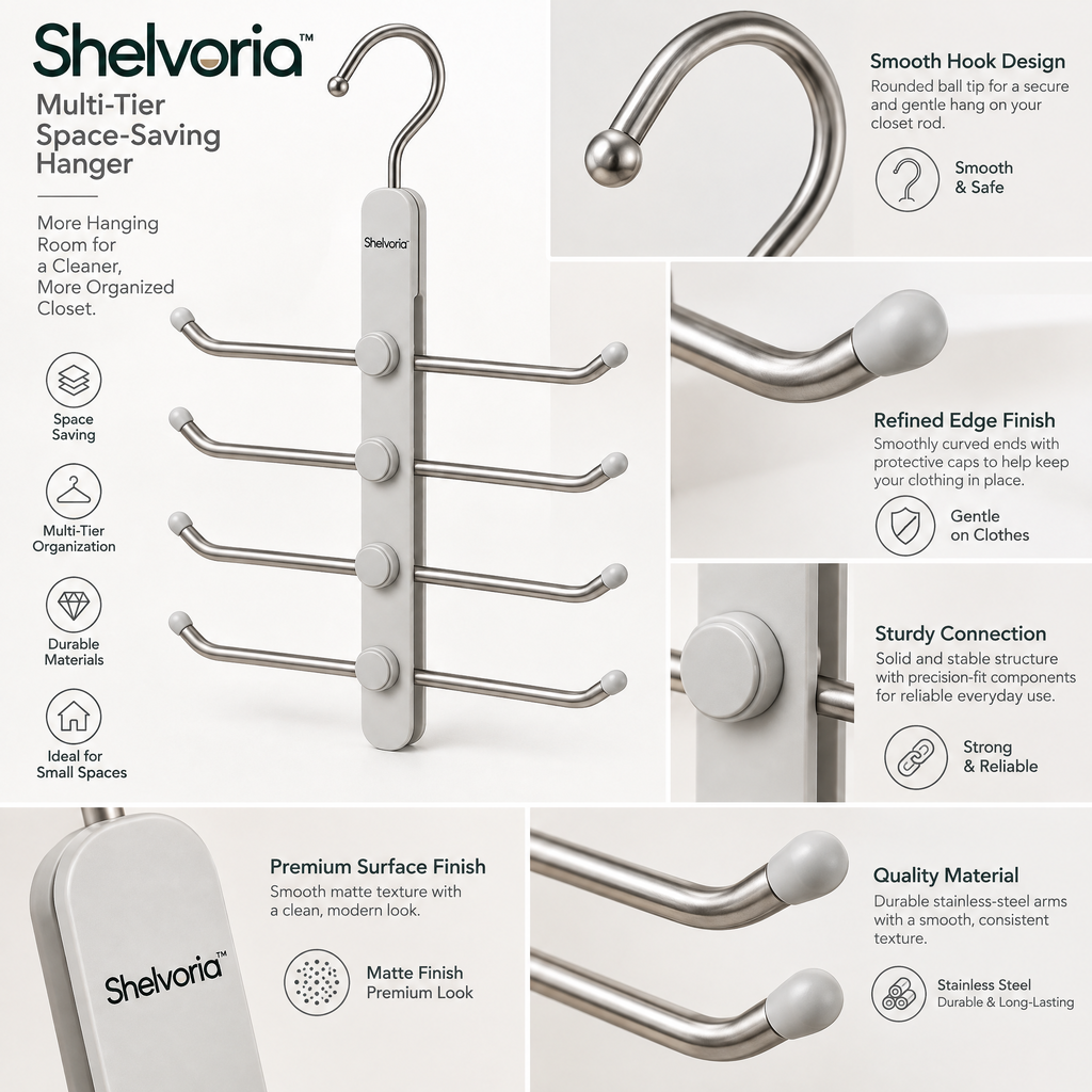 Shelvoria™ Multi-Tier Space-Saving Hanger