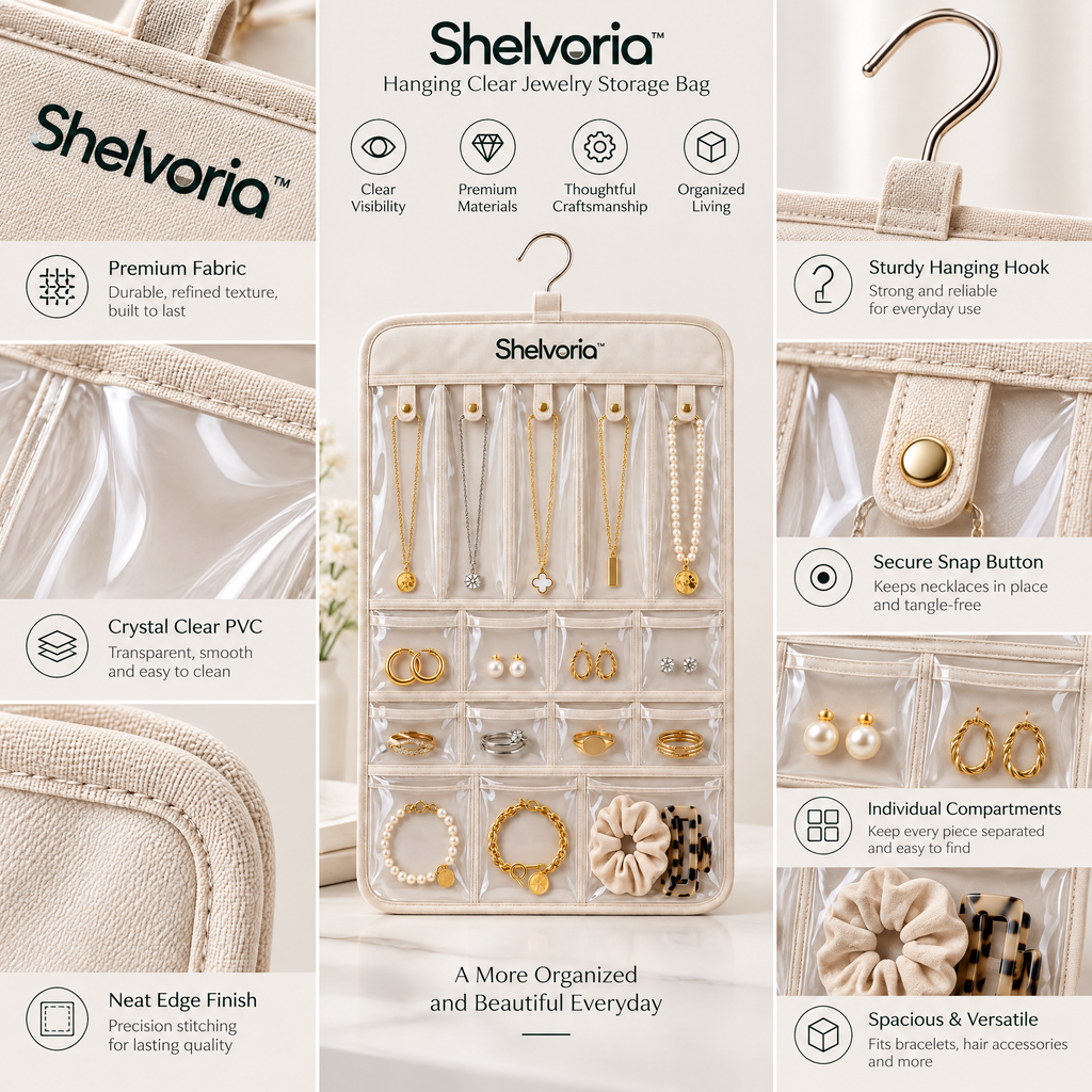 Shelvoria™ Hanging Clear Jewelry Storage Bag