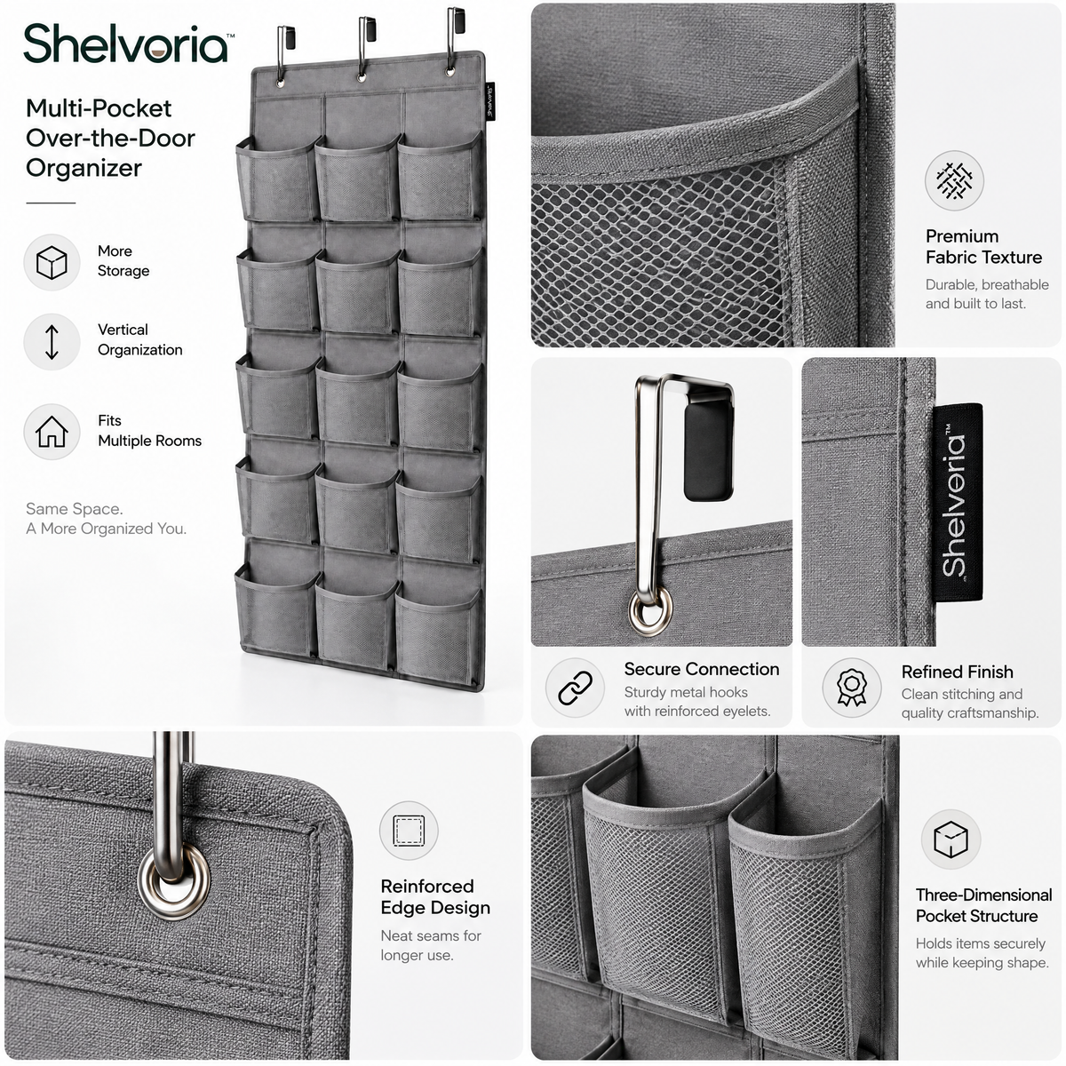 Shelvoria™ Multi-Pocket Over-the-Door Organizer