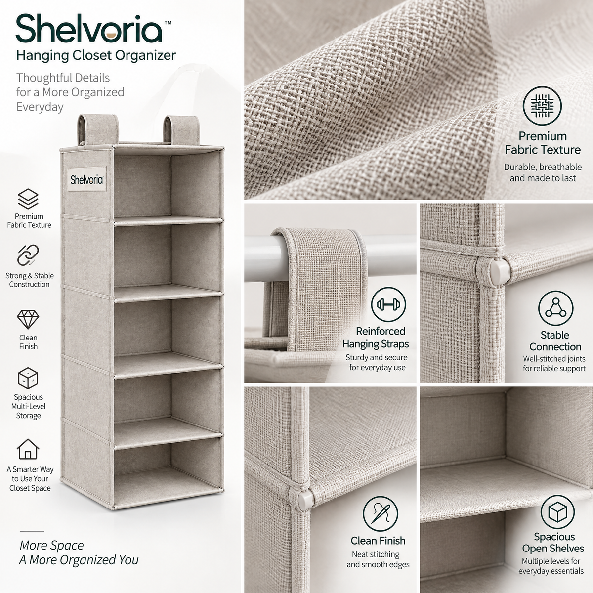 Shelvoria™ Hanging Closet Organizer
